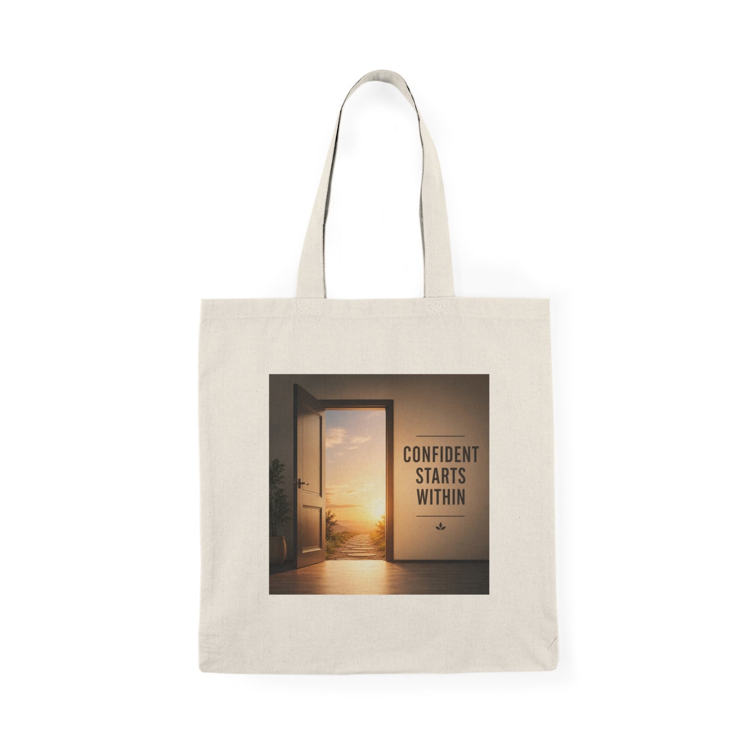 Confidence Starts Within Canvas Tote — Inspirational Quote Natural Tote Bag