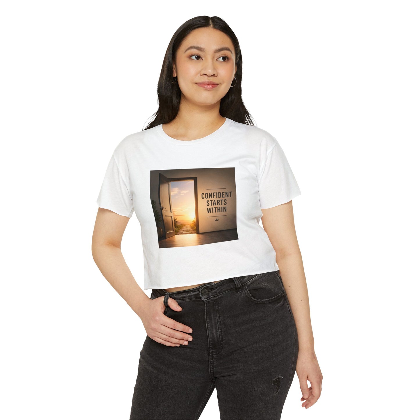 Confident Starts Within Crop Top — Women’s Motivational Festival Tee