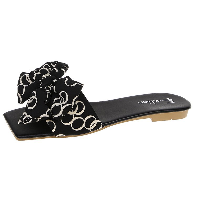Bowknot Summer Slippers For Women Outside Wear