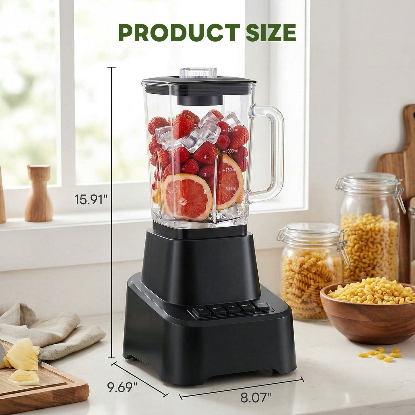 Professional Ice Cream Blender, Full-size Household Blender, Equipped With A 54-ounce Large-capacity Glass Cup