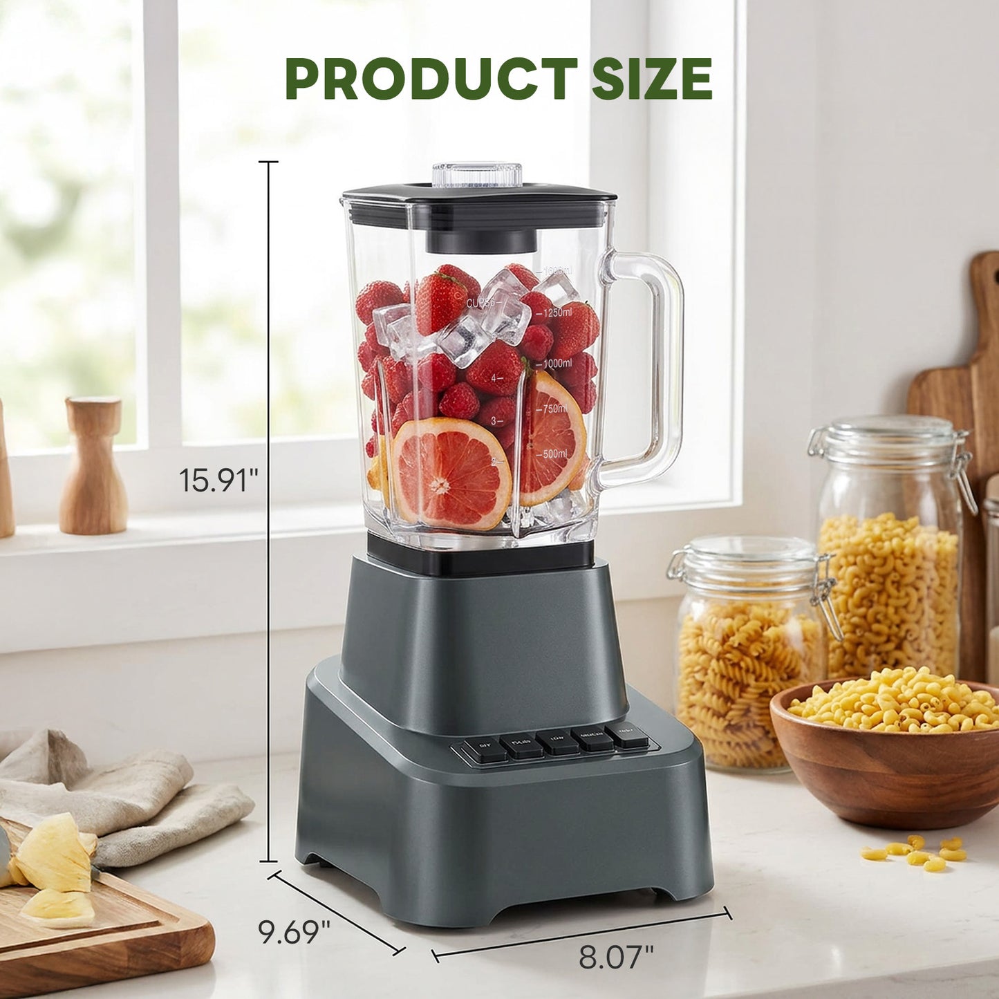 Professional Ice Cream Blender, Full-size Household Blender, Equipped With A 54-ounce Large-capacity Glass Cup
