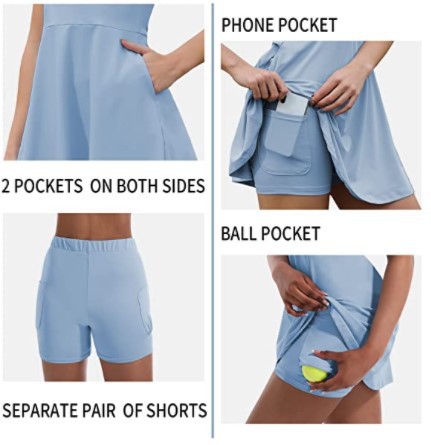 Women's Tennis Skirt With Built-in Shorts Dress