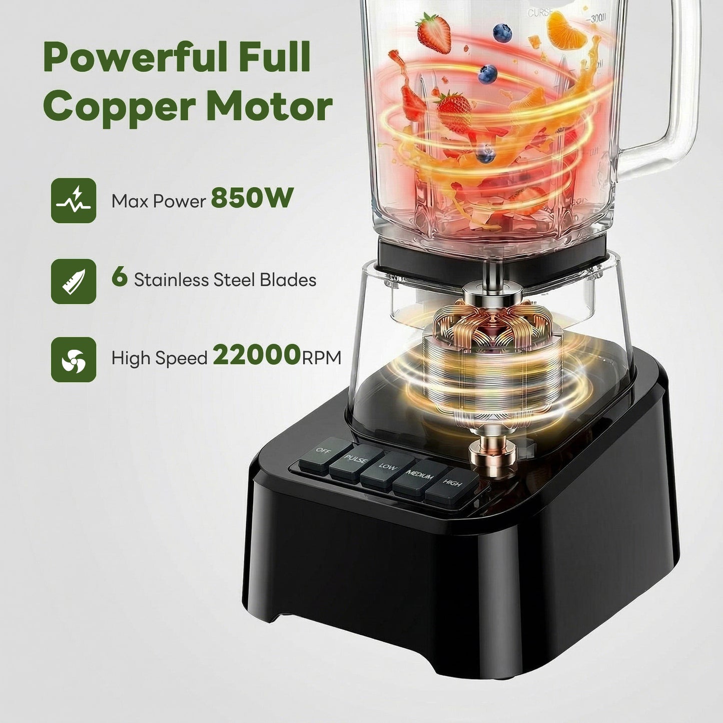 Professional Ice Cream Blender, Full-size Household Blender, Equipped With A 54-ounce Large-capacity Glass Cup
