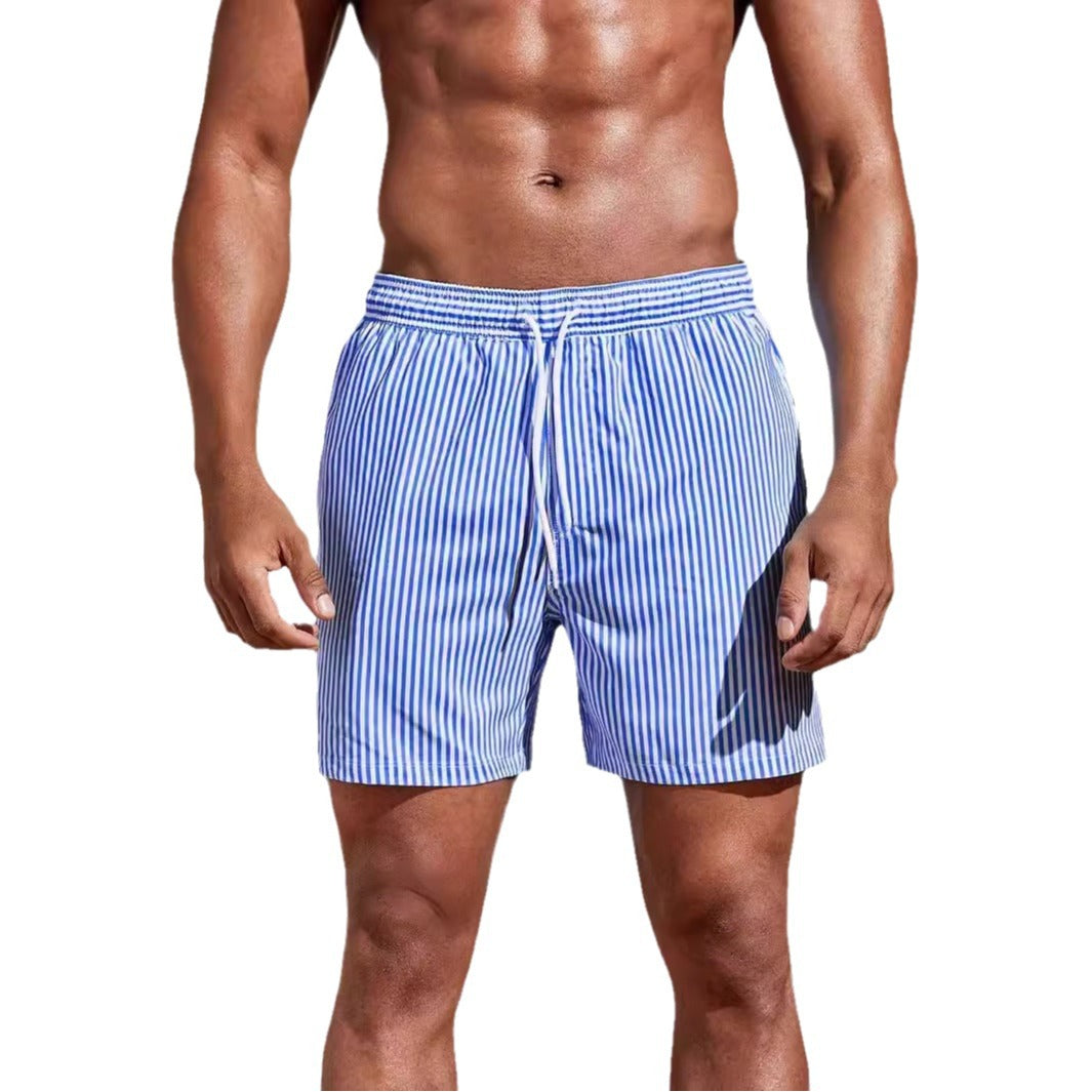 Men's 3D Striped Print Shorts Summer Casual Lightweight Beach Pants