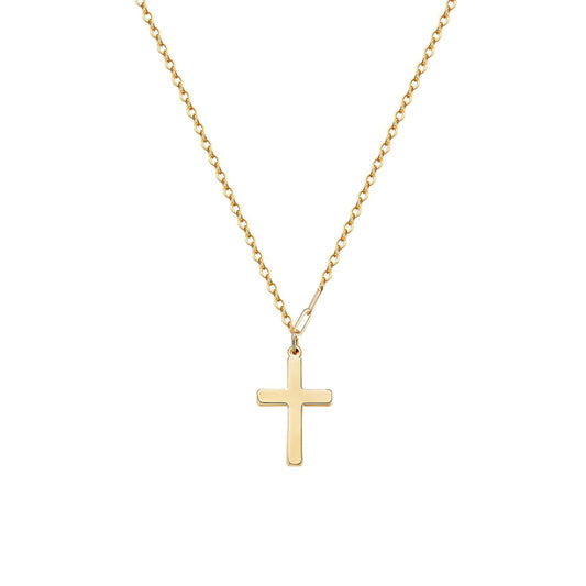 14K Gold Plated Small Cross Pendant Necklace