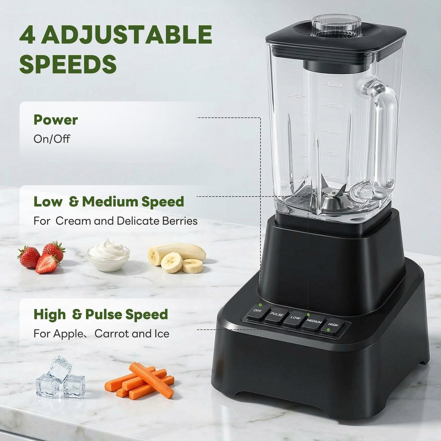 Professional Ice Cream Blender, Full-size Household Blender, Equipped With A 54-ounce Large-capacity Glass Cup