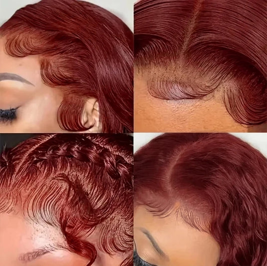 Body Wave Reddish Brown 13x6 Lace Front Wigs Human Hair Pre Plucked With Baby Hair #33 Colored Wigs for Women 180% Density