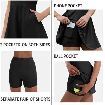 Women's Tennis Skirt With Built-in Shorts Dress